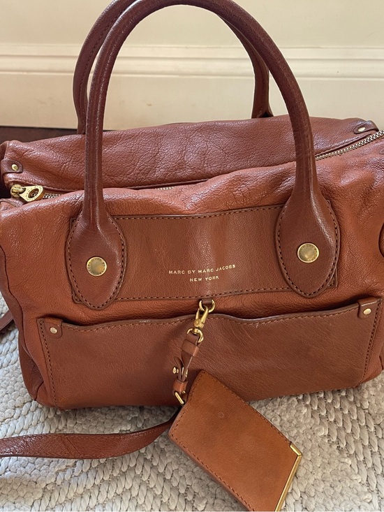 Marc By Marc Jacobs Handbags - Marc by Marc Jacobs Cognac Leather Satchel with Gold Hardware